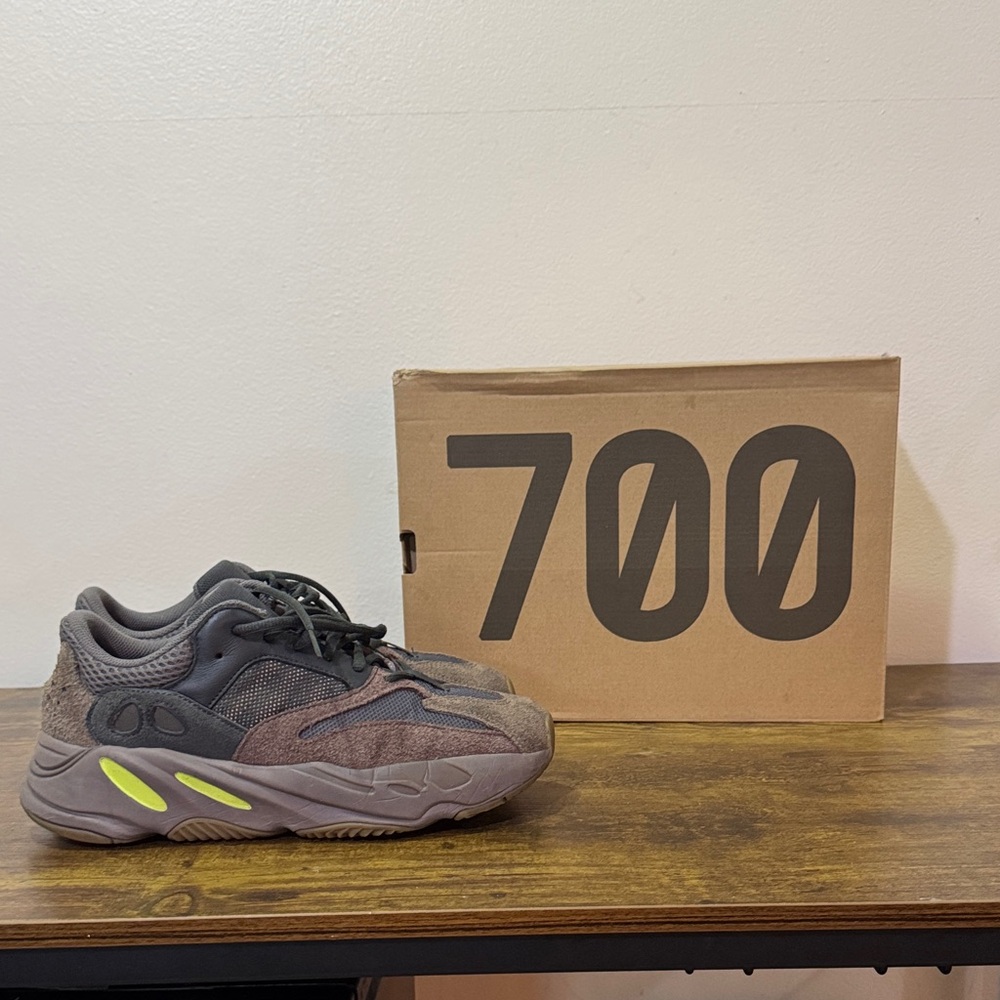 Yeezy Gray and Brown Sneakers with Neon Accents